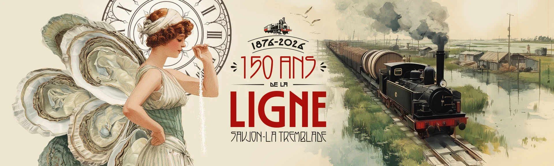 Bannière 150 ans de la ligne Saujon – La Tremblade
